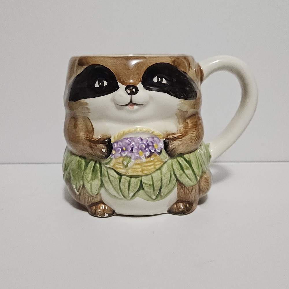 Otagiri Mary Ann Baker Raccoon Mug Hand‎ Painted Japan Ceramic Mug Vintage